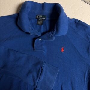Polo by Ralph Lauren Kids Long‎ Sleeve Polo Shirt Size XL(20) Blue Red Pony Logo